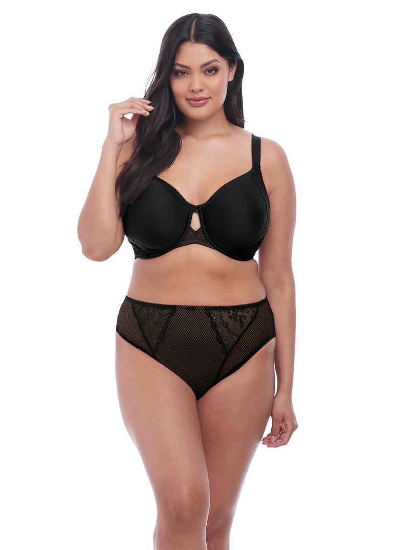 Raya Smooth Lace Spacer Wire-Free Bra, Black, 42F 