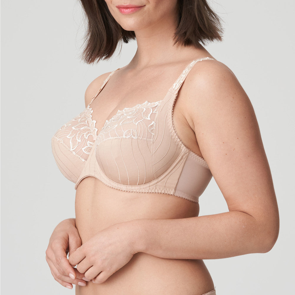 Style 7808 | Embroidered Soft Cup Long Line Bra - Fawn