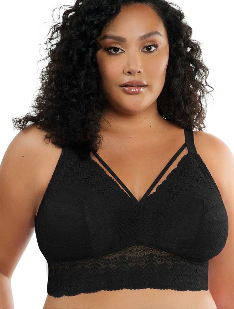 Parfait Mia Lace Dot Bra Wirefree Padded Mesh Bralette Black Black Bras And Honey Usa 6582