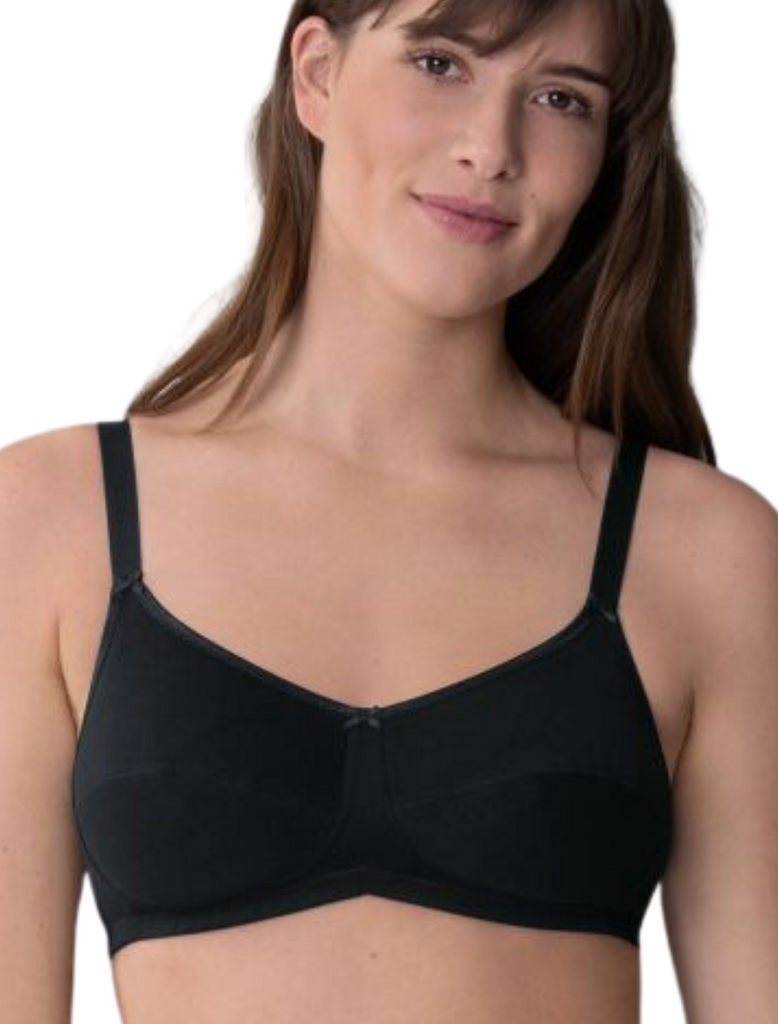 Allie cotton soft-cup mastectomy bra - Black