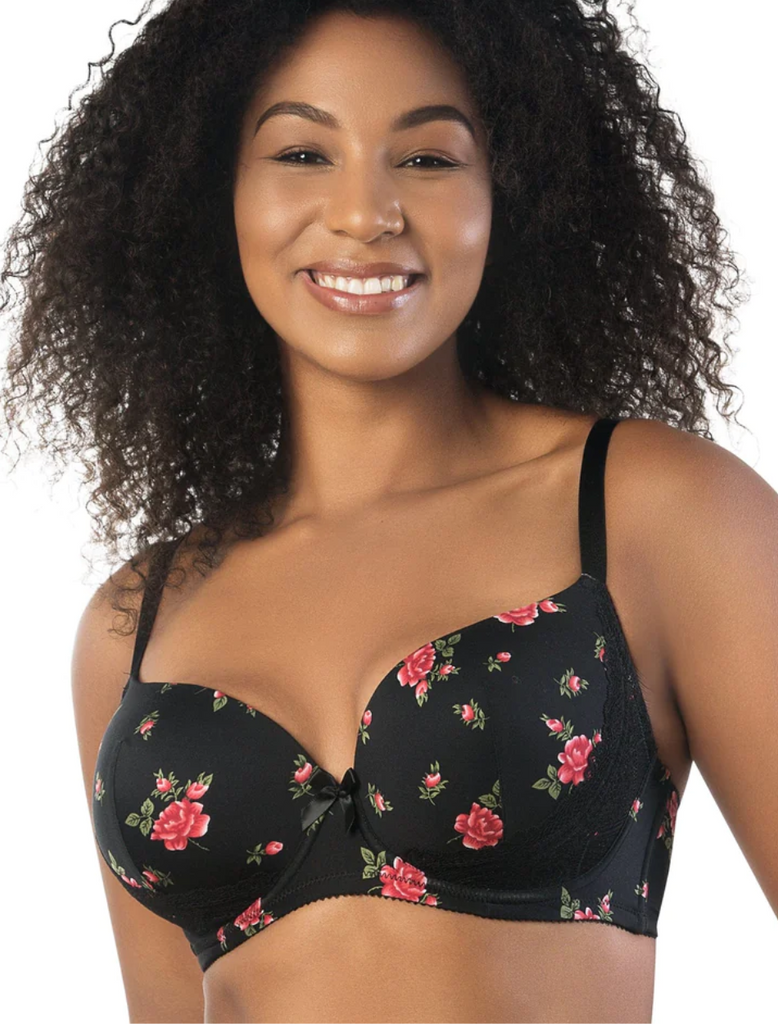 Floral Lace Push-Up Bra in Black