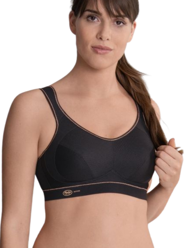 Active Maximum Support Wire Free Sports Bra Black Gold 34G by Anita