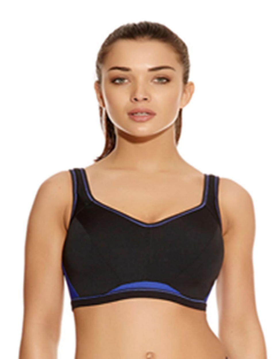 Sonic Pure Leopard Black Moulded Sports Bra from Freya