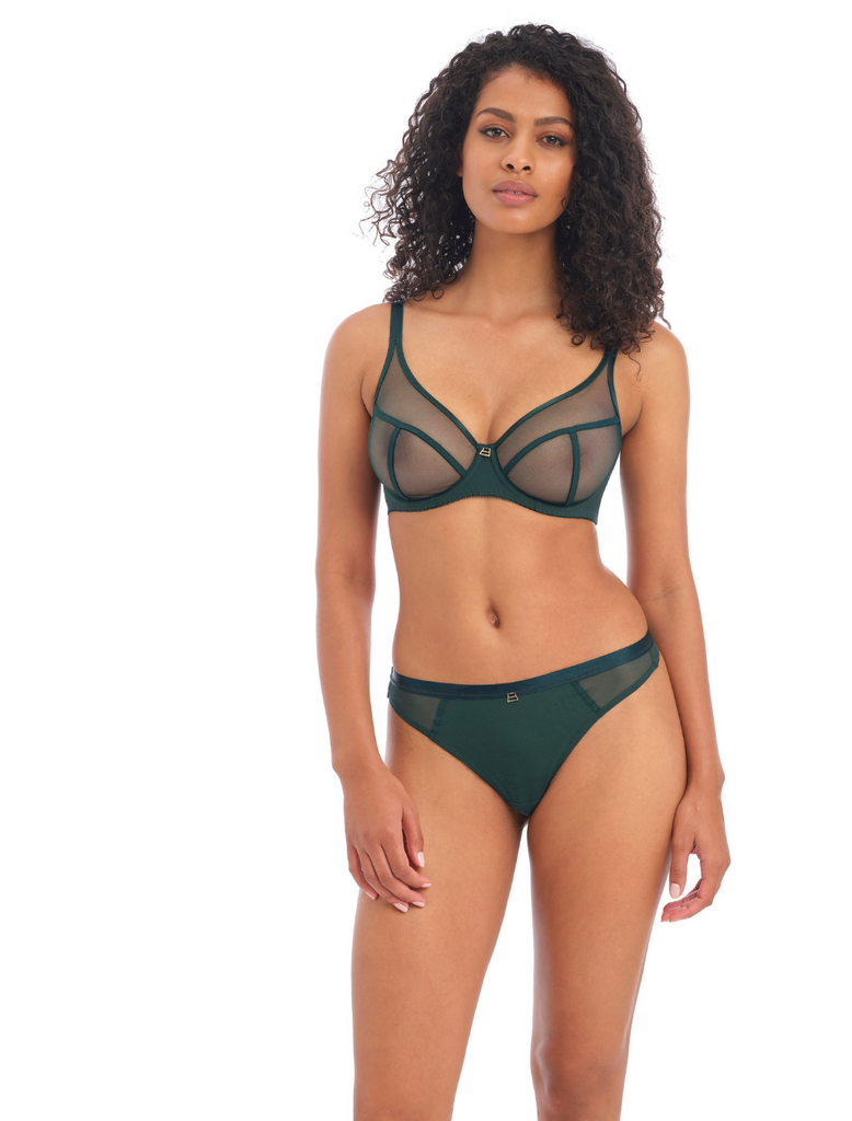 Emerald Green Delicate Lace Underwired Bra And Knicker Set