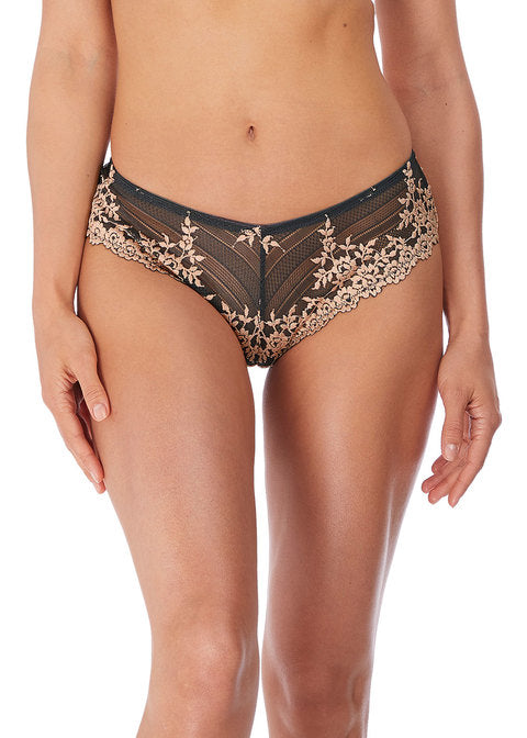 Wacoal Embrace Lace Bikini Panties, Ebony / Shifting Sand – Bras & Honey USA