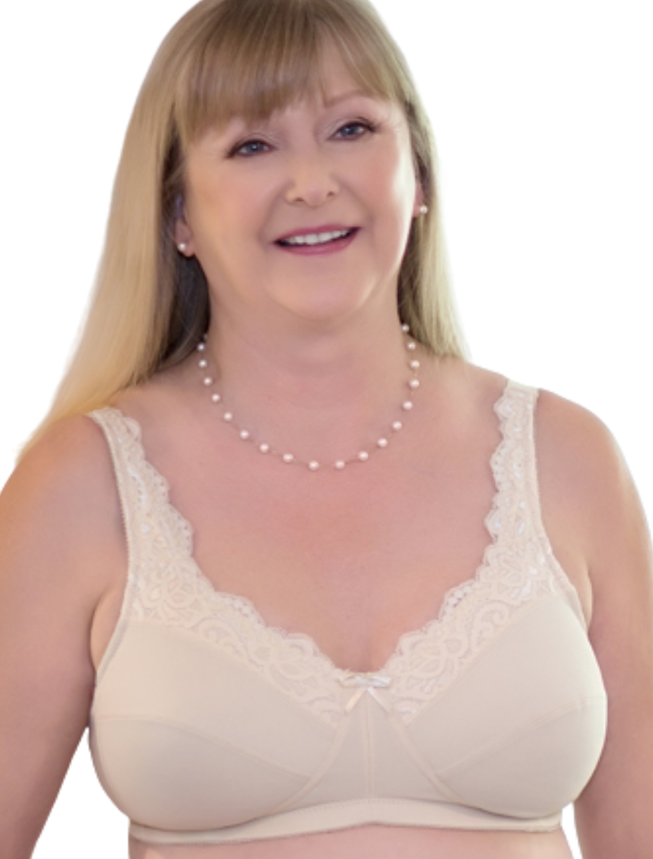 Front Close Mastectomy Bra with Modern Lace (Sister) 1105263-S -  1122506-F2:PANTONE Frost Gray:42C