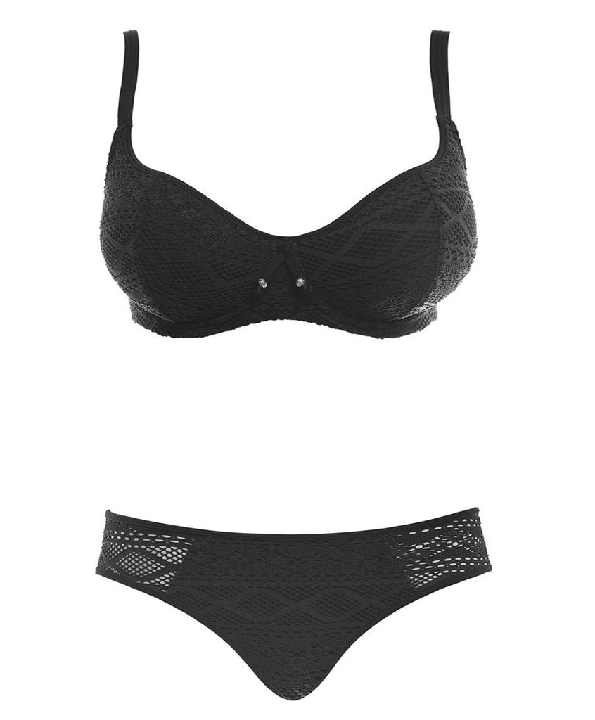 Freya Sundance Underwire Sweetheart Padded Bikini Top, Black – Bras & Honey  USA