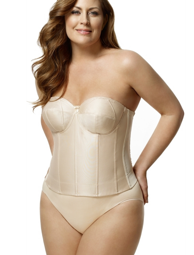 Elila Longline Strapless Bustier 34D, Nude at  Women's Clothing store