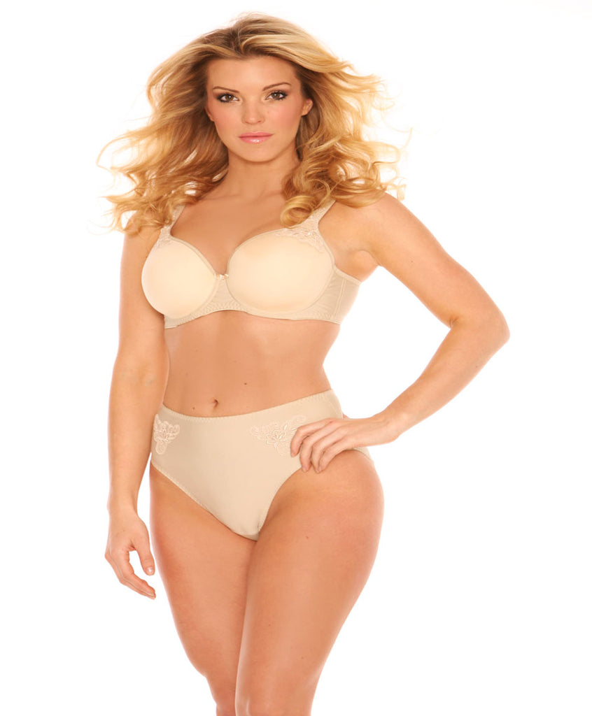 Style 7808 | Embroidered Soft Cup Long Line Bra - Fawn