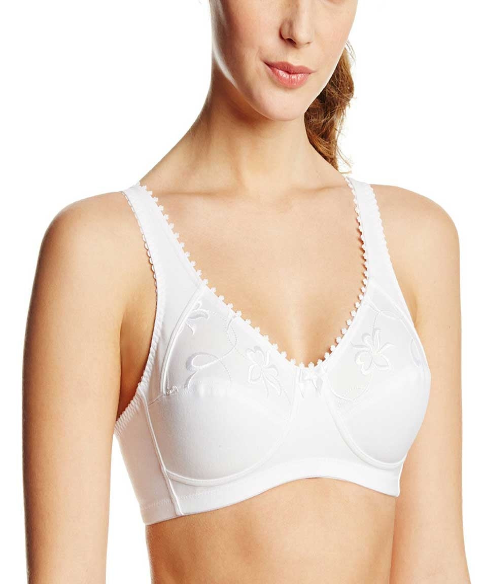 Elomi Womens Cate Wirefree Soft Cup Bra, 42E, White 