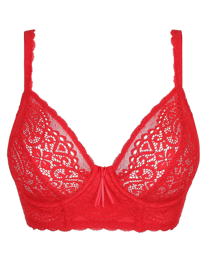 PrimaDonna Twist I Do Plunge Longline Bra Underwired, Scarlet Red | Red  Longline Bra