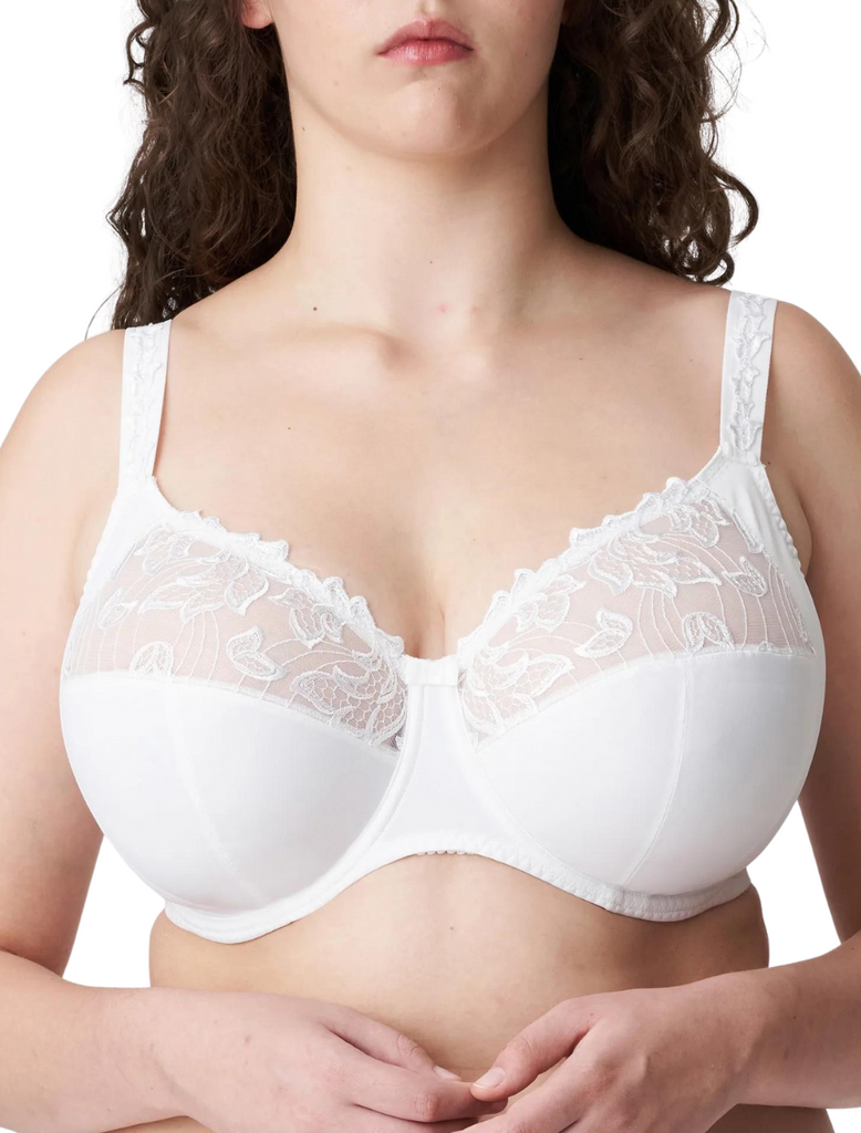 Womens Full Coverage Floral Lace Underwired Bra Plus Size Non Padded  Comfort Bra 48H White